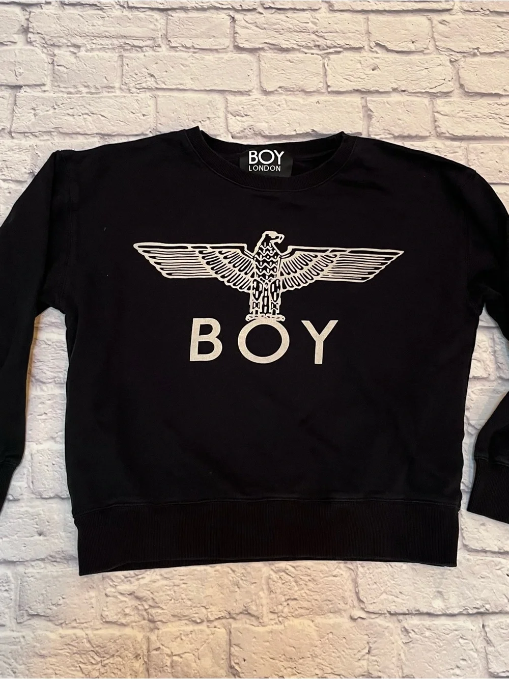 BOY LONDON black white logo crewneck 100% cotton sweatshirt streetwear unisex M